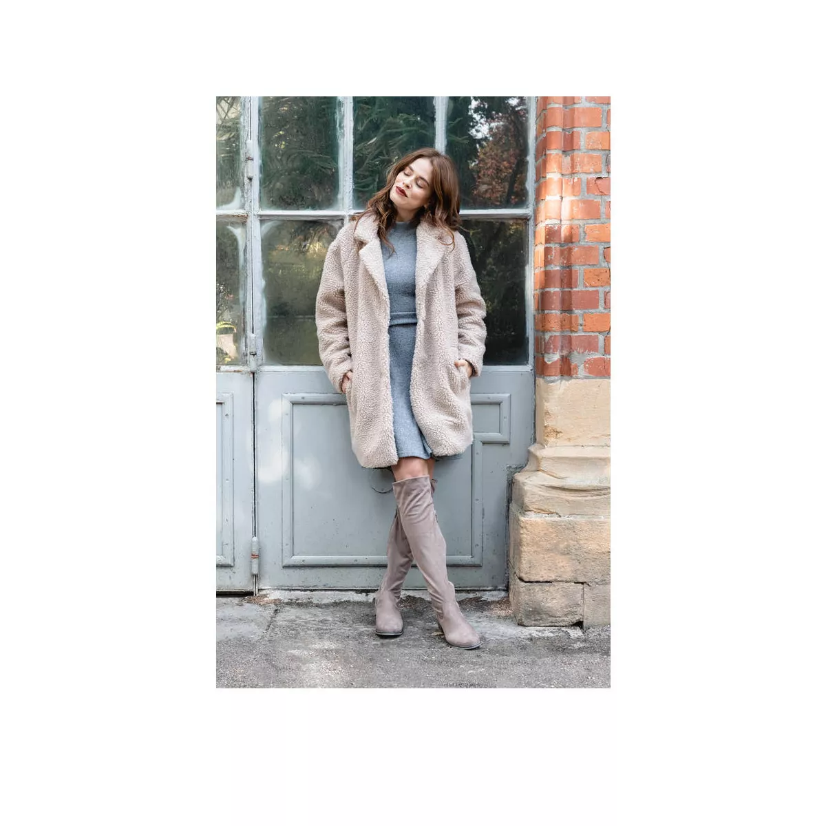 Beige thigh high best sale boots