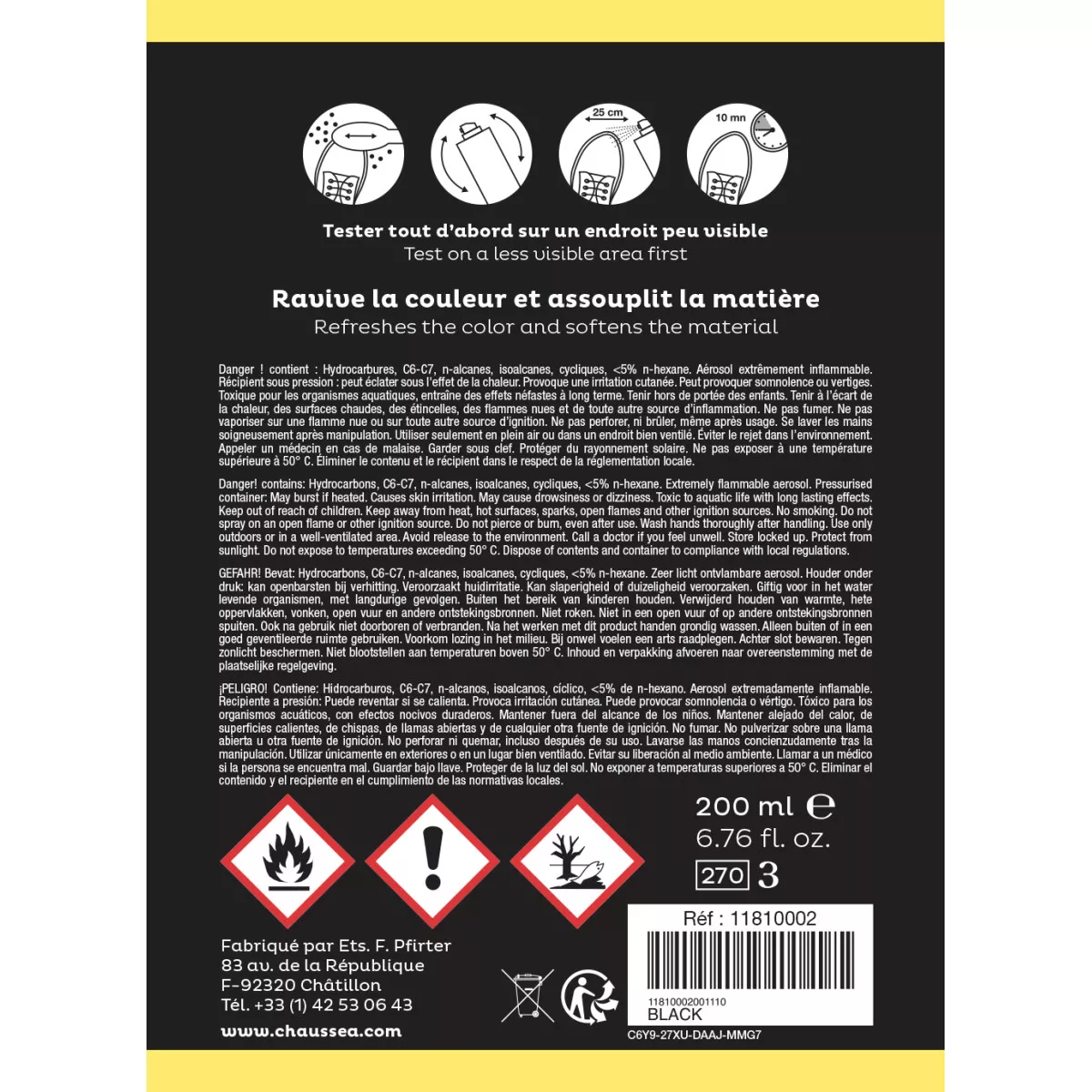 Spray r novateur daim noir CHAUSSEA