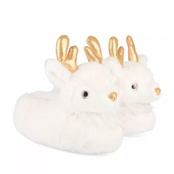 Plush slipperss reindeer WHITE MERRY SCOTT