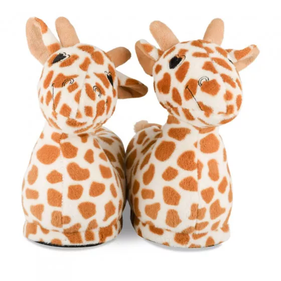 Plush slipperss giraffe BROWN LOVELY SKULL