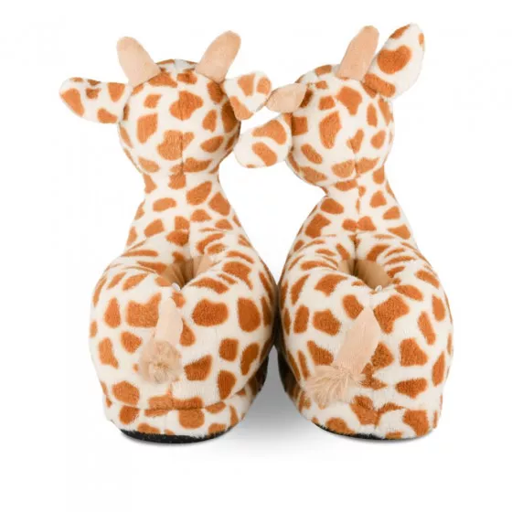 Chaussons peluche girafe MARRON LOVELY SKULL