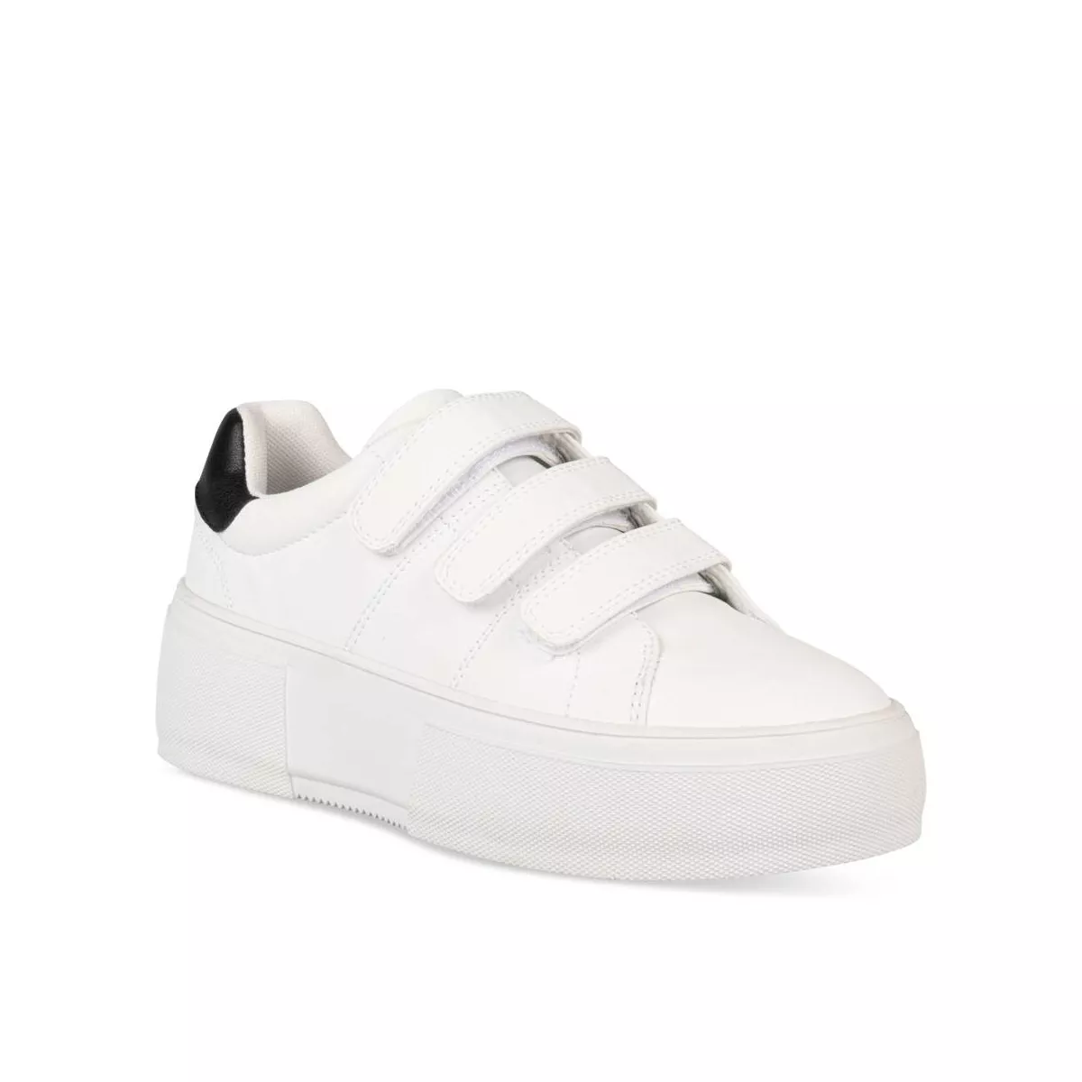 KENZO White Leather Velcro Platform Sneakers