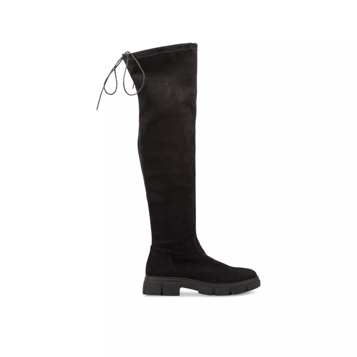 Thigh high sales flat black boots