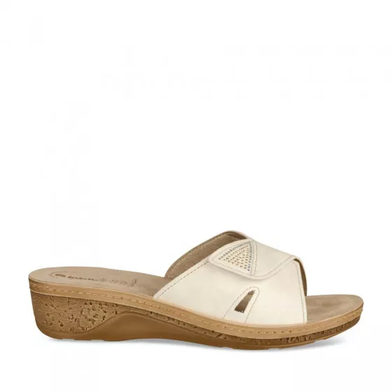 Mules Pour Femme En Cuir Blanc à Motif Floral - Confortables Et Décontractées