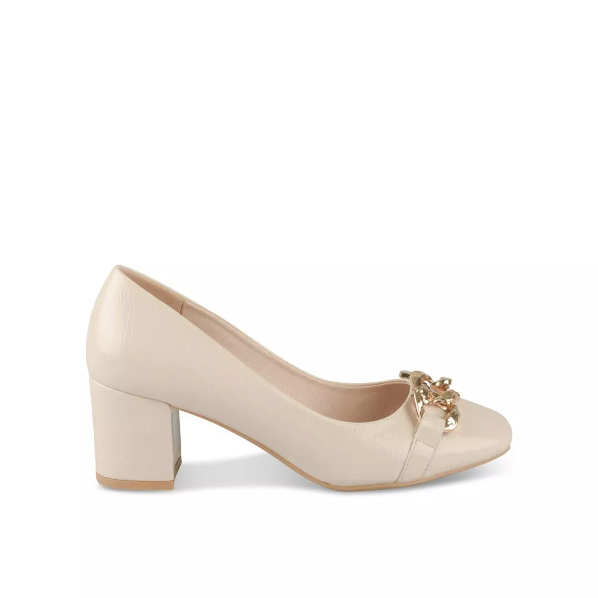 Escarpin top beige cuir