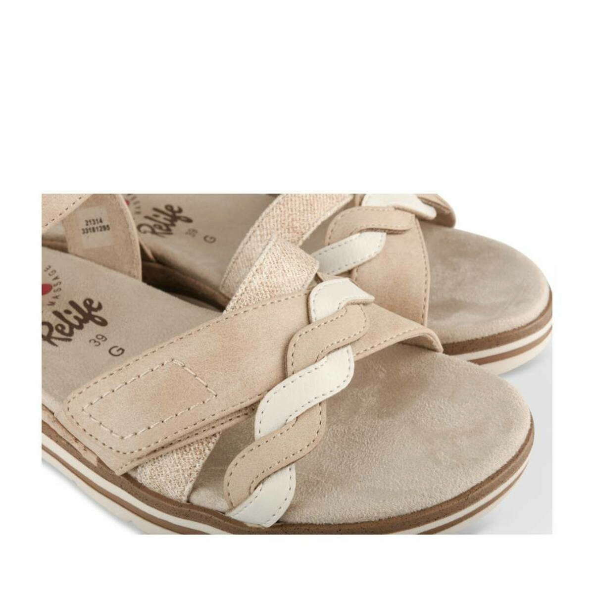 Sandals Comfort BEIGE Woman pattern Plain Velcro RELIFE