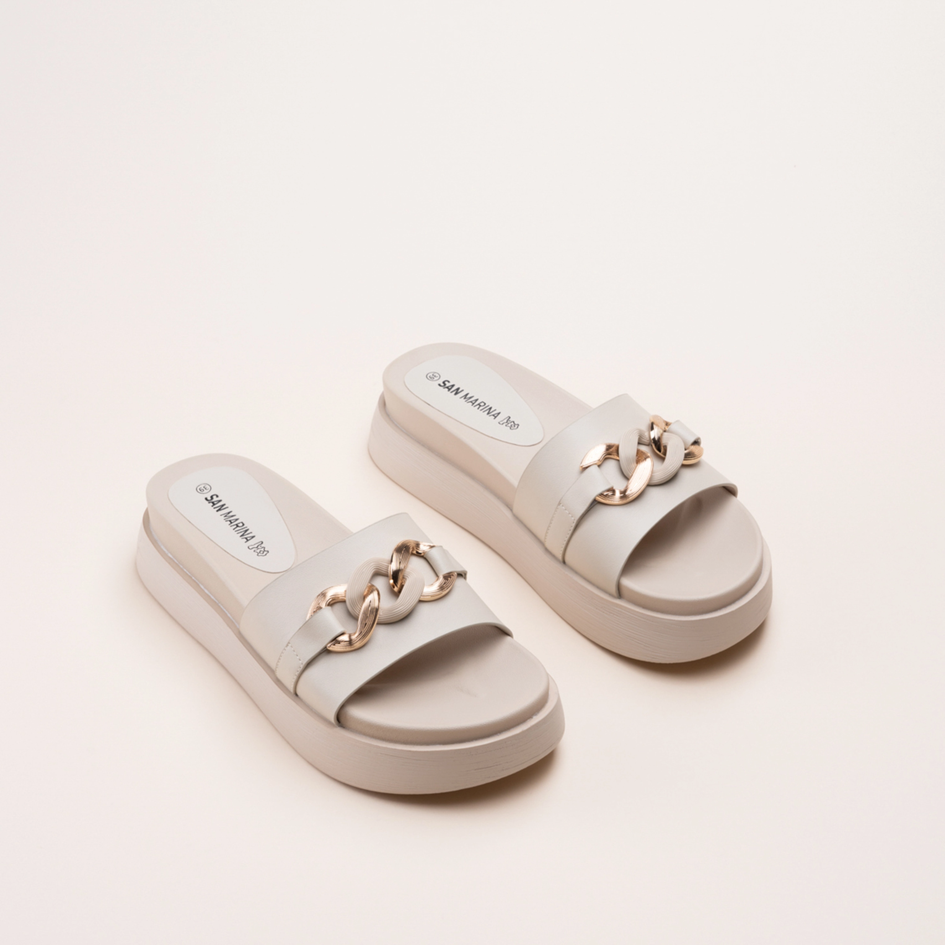 Mules BEIGE Femme motif Chaine A enfiler SAN MARINA