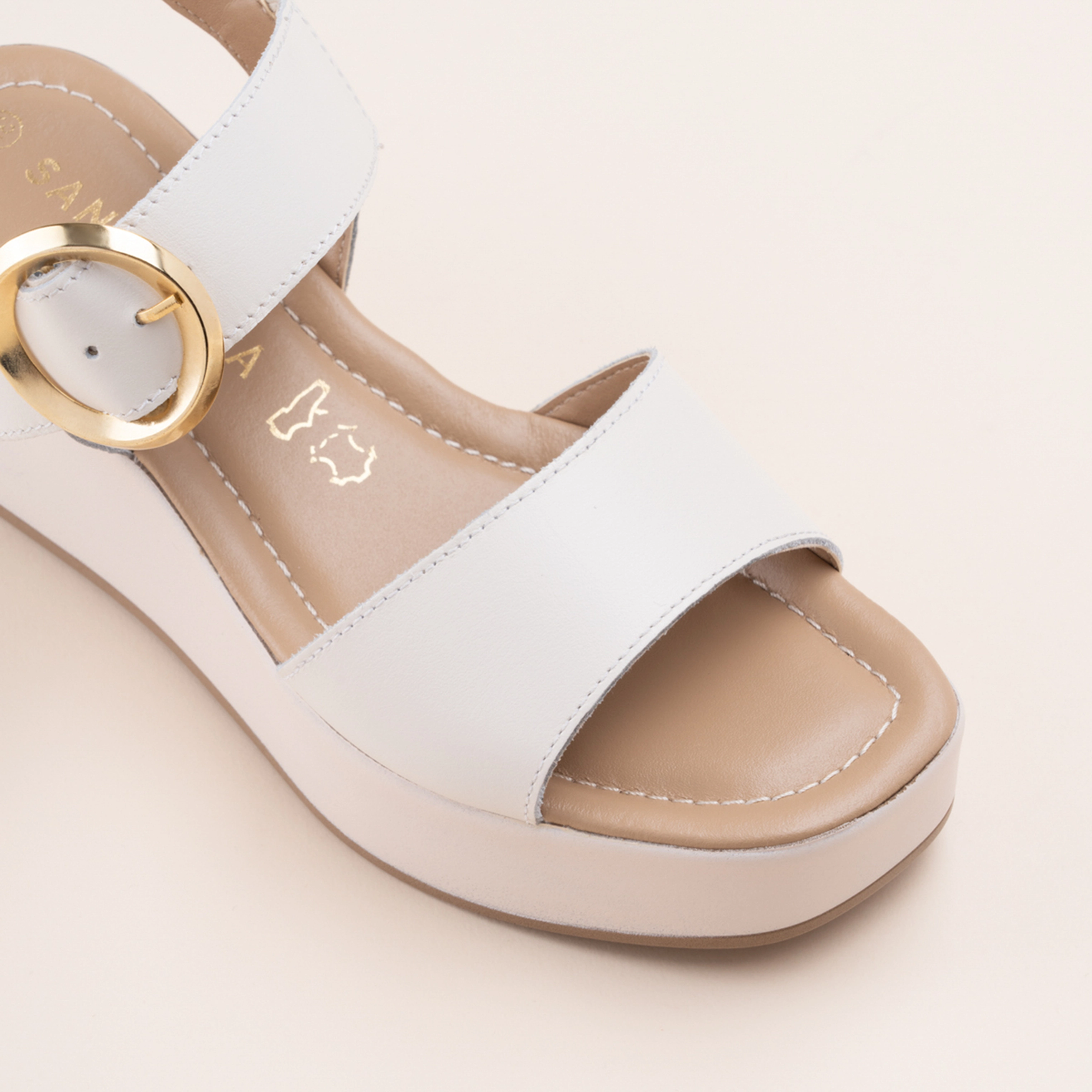 Sandales BEIGE Femme CUIR motif Uni Boucle SAN MARINA