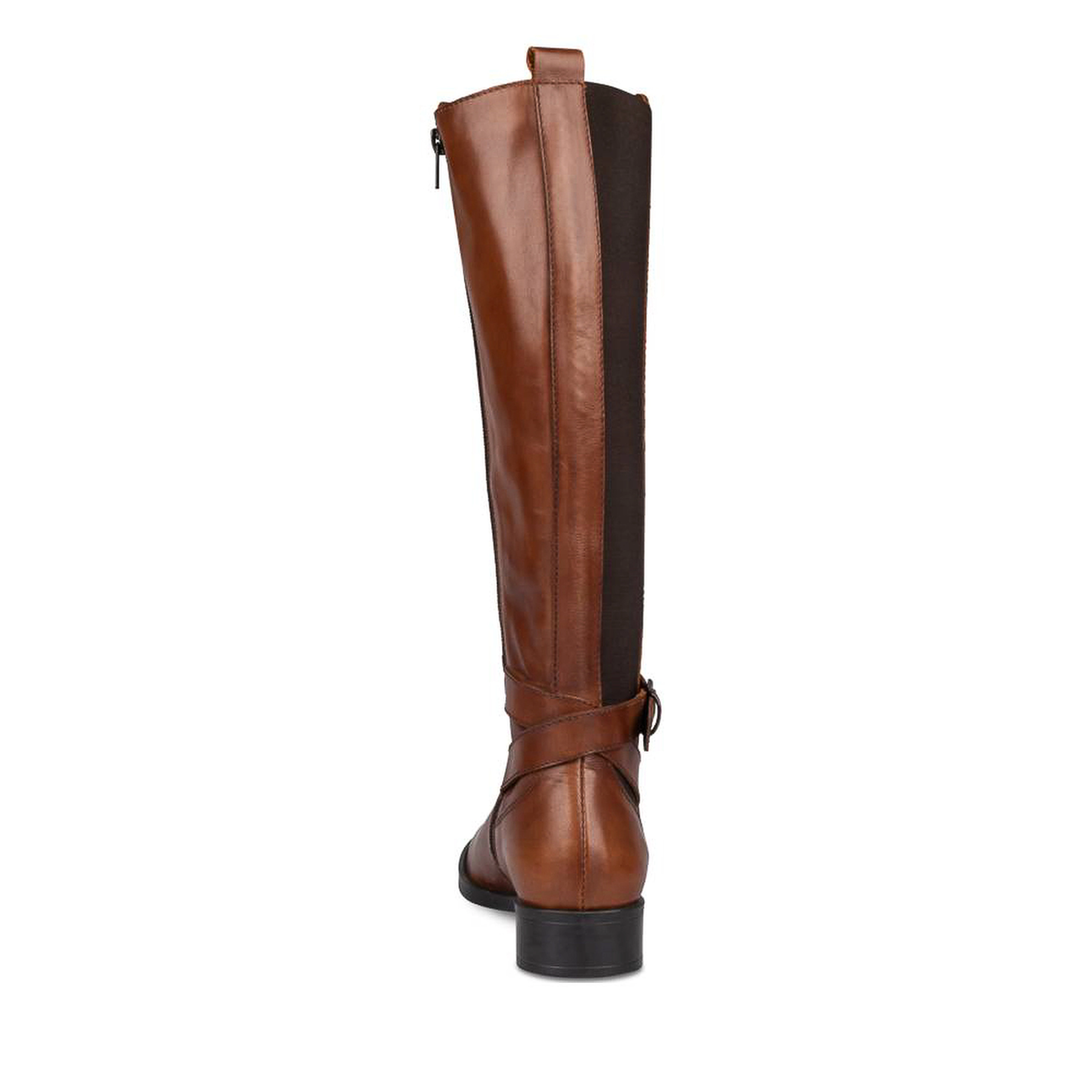 Bottes COGNAC Femme CUIR motif Uni Fermeture eclair MEGIS ELEGANT