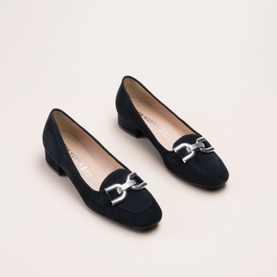 Ballerines NOIR Femme CUIR motif Vernis Boucle SAN MARINA