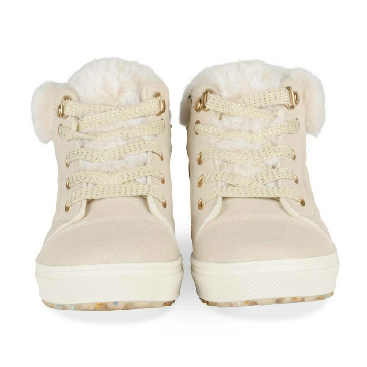 Baskets Fourre OR Fille motif Fausse fourrure Lacets NINI GIRLS