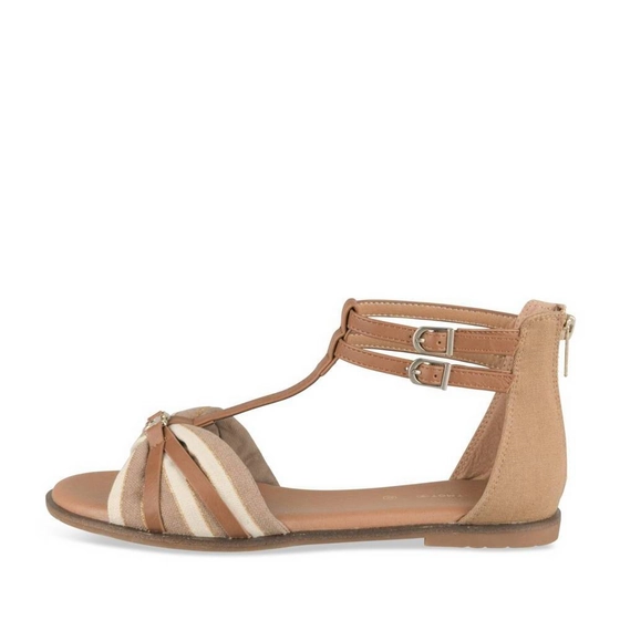 Sandals BROWN / WHITE Woman