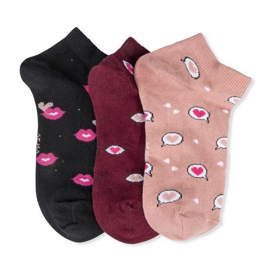 Socken GRIJS/ZWART/ROOD Dames