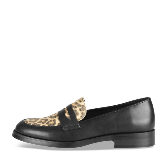 Mocassins NOIR/LEOPARD Femme