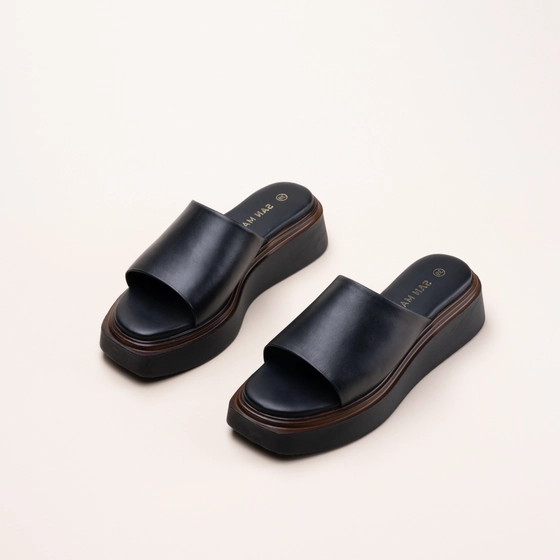 Slippers_avec_talon ZWART Dames