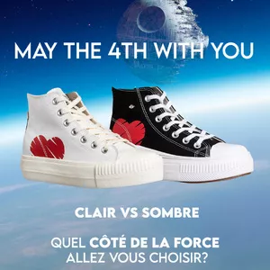 🛸Star Wars Day 🛸
Quel choix ferez vous ? 

Clair 👉34615010 à 59,99€ 
Sombre 👉34615008 à 69,99€

#maythe4thwithyou #starwarsday #chaussea